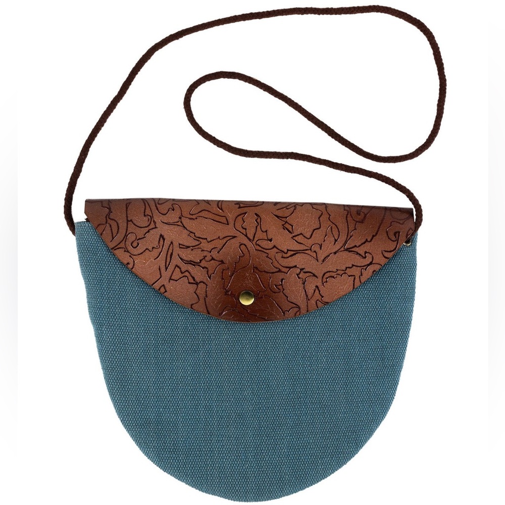 Ten Thousand Villages Shanti Leather and Canvas Purse NEW